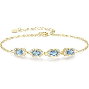 Birthstone Bracelets for Women, Gold Trendy Dainty Link Bracelet Jewelry Birthday Christmas Day Gifts for Women Girlfriend Friend Her Mom Wife