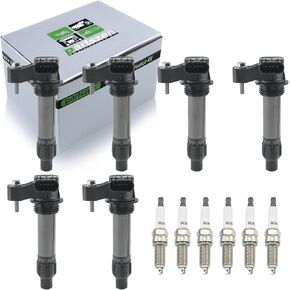 UF569 Set of 6 Ignition Coils Pack Spark Plug Fit for Buick Allure Enclave for Cadillac ATS CTS SRX for Chevrolet Camaro Caprice Impala for GMC Acadia Canyon for Saab 9-4X 3.0L V6 2010-2020