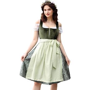 KOJOOIN Women Oktoberfest Costumes 3 Pieces Velvet Traditional Bavarian Vintage German Dirndl Dress for Theme Party