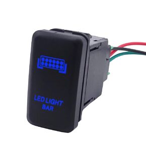 XJMOTO LED Light Push Switch On/Off with Connector Wire Kit Blue Backlit Compatible with Toyota Tacoma Tundra 4Runner