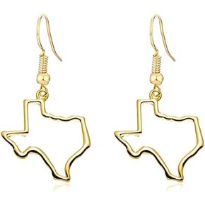 Stainless Steel Texas State Shape Map Dangle Drop Earrings for Women