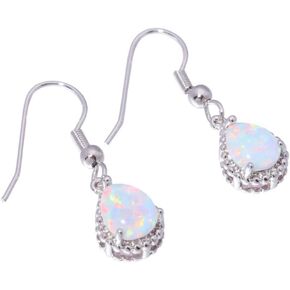 Teardrop Earrings Created White Fire Opal Jewelry Gemstone Dangle Earrings for Women Useful and Practical
