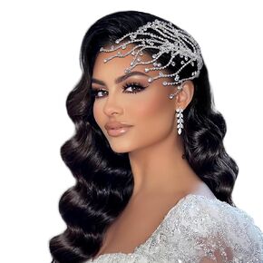 Wedding Headband Crystal Bridal Headpiece Rhinestone Hair Accessories for Women Bride and Bridesmaids (188 Silver)