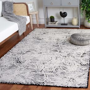 SAFAVIEH Ebony Collection Accent Rug - 3' x 5', Black & Ivory, Handmade Wool, Ideal for High Traffic Areas in Entryway, Living Room, Bedroom (EBN101Z)