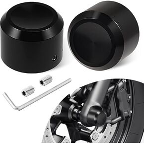 PBYMT Black Front Axle Nut Cover Caps CNC Compatible for Harley Softail Dyna Touring Road King Electra Street Glide Iron 883 XL 2002-2024