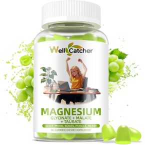 Magnesium Complex Gummies for Adults: Triple Magnesium Supplement Sugar Free Magnesium Glycinate Malate Taurate Gummies for Men Women Support Sleep Mood Bones Muscle Heart Health Organic 60CT