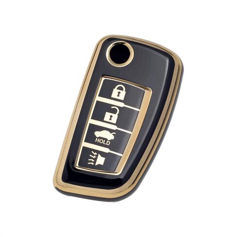 White TPU Gold Edge Key Fob Case Cover for Infiniti EX FX X G JX M Q QX Series for Nissan Altima Coupe Armada GT-R Maxima Murano Cross CABRIOLET Pathfinder Rogue in Saudi Arabia