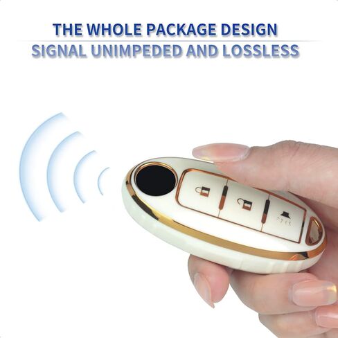 White TPU Gold Edge Key Fob Case Cover for Infiniti EX FX X G JX M Q QX Series for Nissan Altima Coupe Armada GT-R Maxima Murano Cross CABRIOLET Pathfinder Rogue in Kuwait