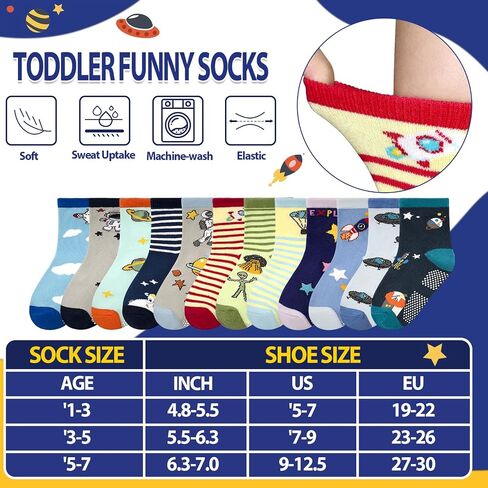 HYCLES Anti Slip Toddler Socks, 12 Pairs Non-Skid Cotton Grip Kid Socks for 1-7T Boy Girl 6-12 Month Baby in Saudi Arabia