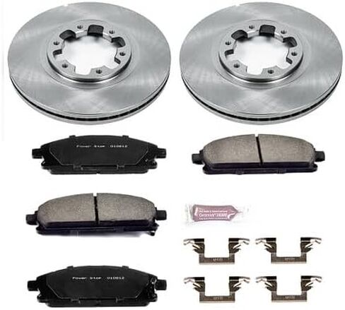 مجموعة فرامل بديلة أمامية POWERSTOP KOE2279 Autospecialty - دوارات فرامل OE ووسادات فرامل سيراميك لسيارة INFINITI QX4 1997-2003، Nissan Pathfinder 1998-2004 [نموذج محدد] in Kuwait