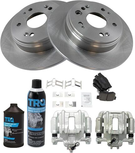 TRQ Rear Brake Pad & Rotor Kit Brake Caliper Brake Chemical Kit Brake Pads Brake Rotor Ceramic Compatible with 2002-2004 Honda CR-V in Saudi Arabia