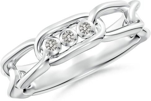 ANGARA Natural Diamond Three Stone Ring for Women in 14K Solid Gold | Birthday, Engagement, Anniversary, Wedding Jewelry Gift for Women in Saudi Arabia