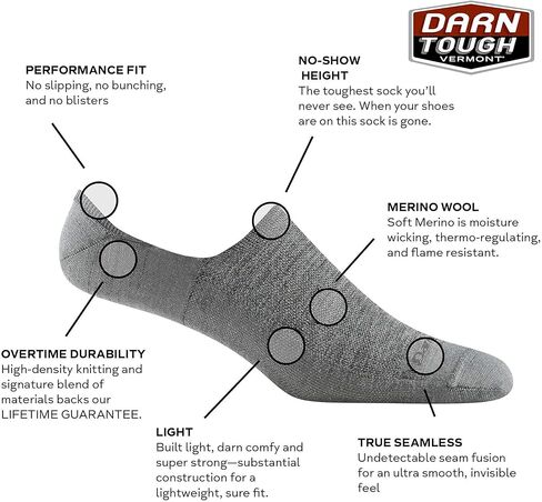 جورب نمط حياة خفيف الوزن مخفي للرجال من Darn Tough بدون صدريات (نمط 6055) - in Kuwait