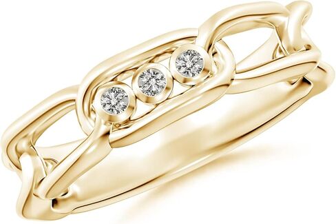 ANGARA Natural Diamond Three Stone Ring for Women in 14K Solid Gold | Birthday, Engagement, Anniversary, Wedding Jewelry Gift for Women in Saudi Arabia