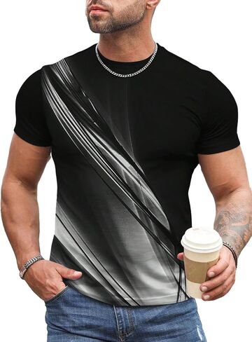 SOLY HUX Men's Letter Floral Print Graphic Tees Short Sleeve Round Neck T Shirt Tops in Saudi Arabia