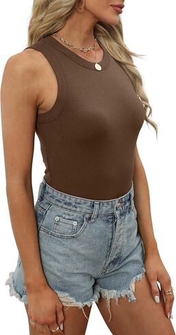 XIEERDUO Womens Summer Tank Tops Racerback High Neck Basic Casual Slim Fit Sleeveless 3 Pack in Kuwait