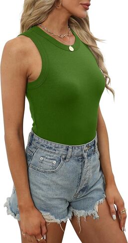 XIEERDUO Womens Summer Tank Tops Racerback High Neck Basic Casual Slim Fit Sleeveless 3 Pack in Kuwait