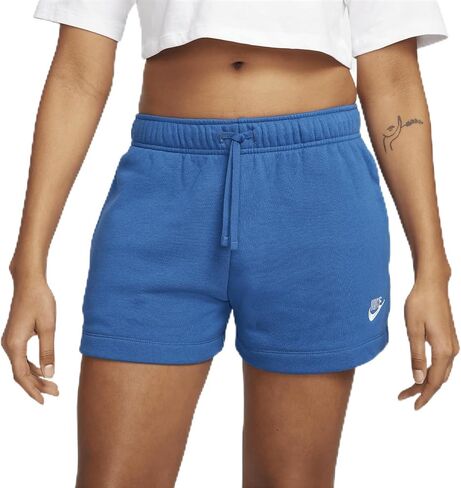 Nike Womens Club Fleece MID-Rise Shorts (Court Blue/White, DQ5802-476) in Saudi Arabia