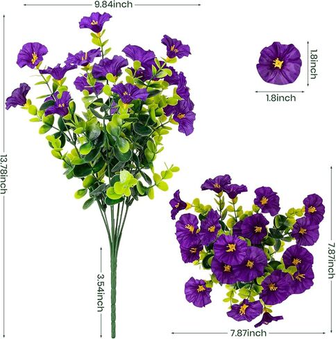 Artificial Faux Flowers for Outdoor 16 Bundles Boxwood Fake Morning Glory for Planter,UV Resistant Fake Flowers for Home Porch Patio Outside（8 Color） in Saudi Arabia