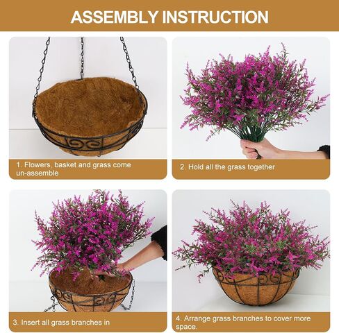 CEWOR Artificial Hanging Flowers with Basket, Outdoors Fake Flowers Plants, 12pcs Artificial Flowers UV Resistant with Coconut Lining Basket for Patio Garden Porch Decor (Mix Color) in Saudi Arabia