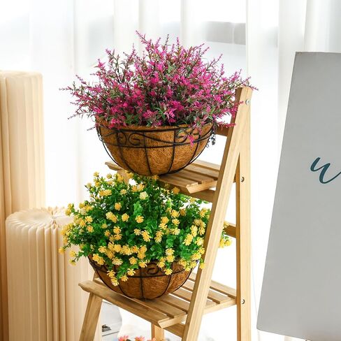 CEWOR Artificial Hanging Flowers with Basket, Outdoors Fake Flowers Plants, 12pcs Artificial Flowers UV Resistant with Coconut Lining Basket for Patio Garden Porch Decor (Mix Color) in Saudi Arabia
