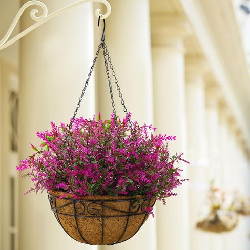 CEWOR Artificial Hanging Flowers with Basket, Outdoors Fake Flowers Plants, 12pcs Artificial Flowers UV Resistant with Coconut Lining Basket for Patio Garden Porch Decor (Mix Color) in Saudi Arabia