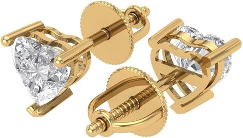 1.5 ct Brilliant Heart Cut Studs Synthetic Moissanite 18K White Gold Desginer Affordable Earrings Screw back in Saudi Arabia
