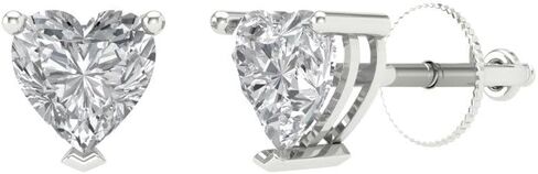 1.5 ct Brilliant Heart Cut Studs Synthetic Moissanite 18K White Gold Desginer Affordable Earrings Screw back in Saudi Arabia