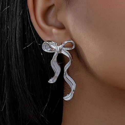 Bow Earrings for Women Dainty Gold Bow Stud Earrings Simple Bow Hoop Earrings Sparkly Rhinestone Bowknot Drop Earrings Cute Bow Jewerly Gifts in Kuwait