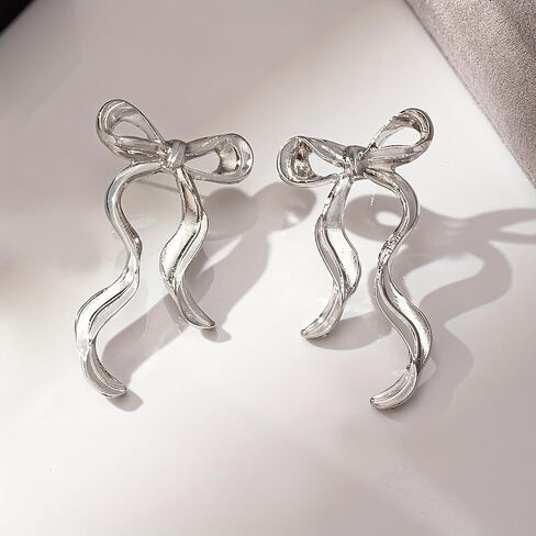 Bow Earrings for Women Dainty Gold Bow Stud Earrings Simple Bow Hoop Earrings Sparkly Rhinestone Bowknot Drop Earrings Cute Bow Jewerly Gifts in Kuwait