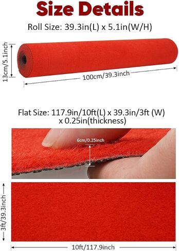 Red Carpet Runner for Party, 3x10ft Extra Thick Non-Slip Red Aisle Runner Rugs for Proposal Wedding and Events Prom Decorations, Outdoor Carpet, Entryway Rug Indoor Red Runner Rug for Hallway in Saudi Arabia