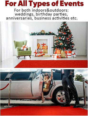 Red Carpet Runner for Party, 3x10ft Extra Thick Non-Slip Red Aisle Runner Rugs for Proposal Wedding and Events Prom Decorations, Outdoor Carpet, Entryway Rug Indoor Red Runner Rug for Hallway in Saudi Arabia