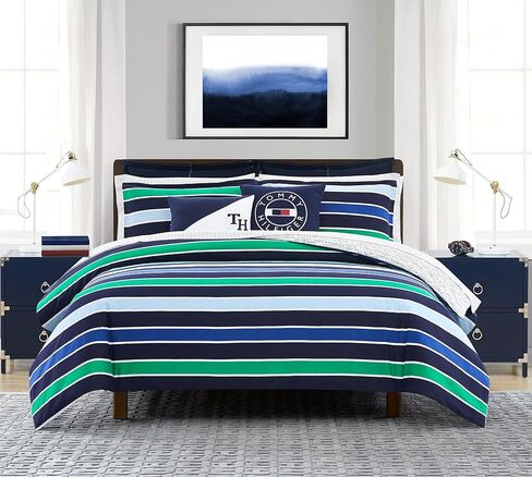 Tommy Hilfiger Tommy Mustique Stripe Printed, Full/Queen Comfoter Set, Multi -Colour in Saudi Arabia