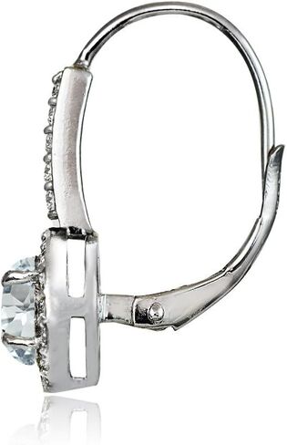 Sterling Silver Choice of Gemstone Birthstone and White Topaz Round Leverback Earrings in Kuwait