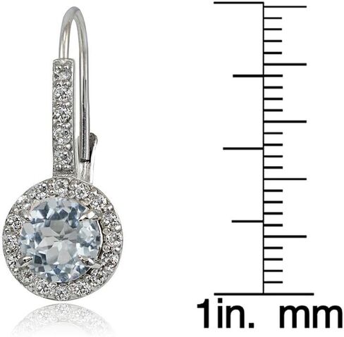 Sterling Silver Choice of Gemstone Birthstone and White Topaz Round Leverback Earrings in Kuwait