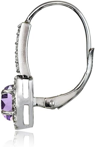 Sterling Silver Choice of Gemstone Birthstone and White Topaz Round Leverback Earrings in Kuwait