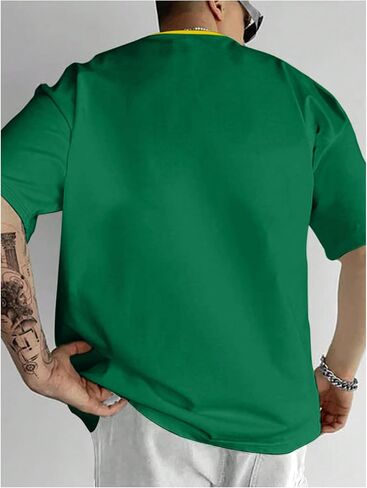 WDIRARA Men's Letter Graphic Sport Jersey Shirt Short Sleeve Round Neck Ringer Tee Shirts in Saudi Arabia