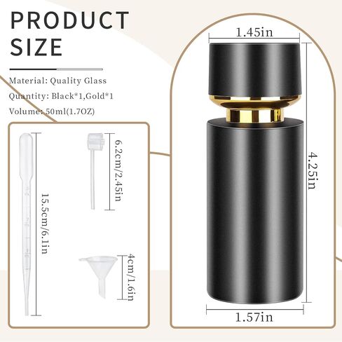 2 Pack Refillable Spray Perfume Bottles, 50ml Glass Spray Bottle for Perfume,Black Portable Cologne Atomizer Empty Bottle.(Black*2 50ml) in Saudi Arabia