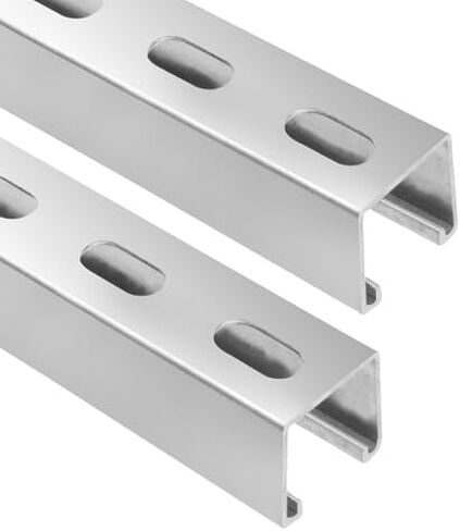 مسار عربة IRONROBUST بطول 4.75 قدم، 1-5/8 بوصة واسعة وعالية 12 قناة معدنية من الفولاذ على شكل حرف U مع أخدود شريط فولاذي مجلفن سميك، قوي ومتين.، فضي - قطعتان in Kuwait