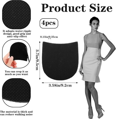 Shoe Sole Protectors, 2 Pairs Shoe Repair Replacement Kit Self Adhesive Shoe Heel Pads Non-Slip Sole Protectors Heel Shoe Grip Grips Sticker for Shoe (Black) in Saudi Arabia