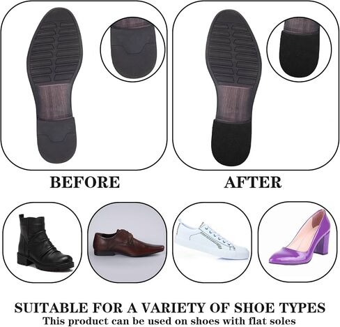 Shoe Sole Protectors, 2 Pairs Shoe Repair Replacement Kit Self Adhesive Shoe Heel Pads Non-Slip Sole Protectors Heel Shoe Grip Grips Sticker for Shoe (Black) in Saudi Arabia