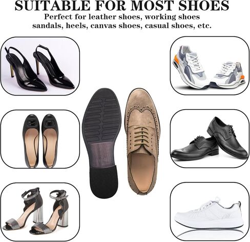 Shoe Sole Protectors, 2 Pairs Shoe Repair Replacement Kit Self Adhesive Shoe Heel Pads Non-Slip Sole Protectors Heel Shoe Grip Grips Sticker for Shoe (Black) in Saudi Arabia