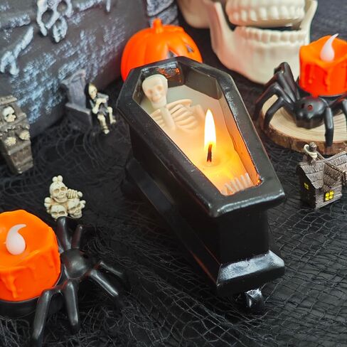 Skeleton Candle,Halloween Decorations Indoor, Gothic Vintage Fall Home Decor,Decorative Skull Present, Halloween Candles Gag Birthday White Elephant Gifts for Women Men Friends in Saudi Arabia