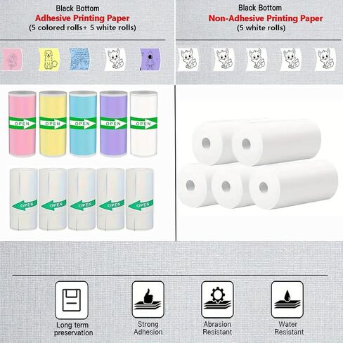 10 Rolls Mini Printer Paper, 57x25mm Thermal Sticker Paper, Self-adhesive, Mini Thermal Printer Paper, Mini Photo Printer Labels, for Texts, Notes, Journal Photo in Saudi Arabia