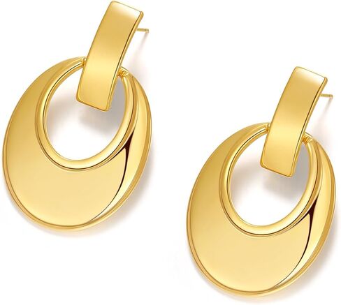 Gold Silver Geometric Dangle Drop Earrings - Statement Hoop Dangle Earrings Chunky Trendy Vintage Stylish Earrings for Women in Kuwait