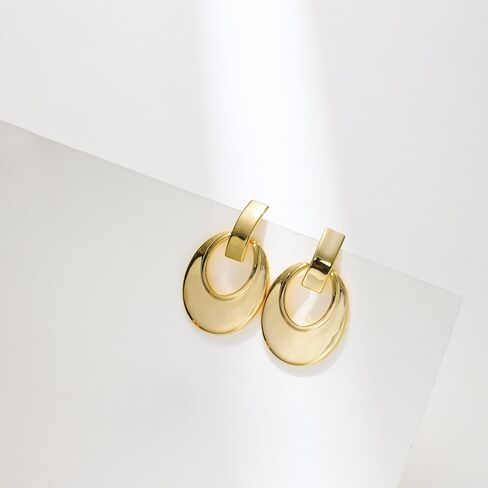 Gold Silver Geometric Dangle Drop Earrings - Statement Hoop Dangle Earrings Chunky Trendy Vintage Stylish Earrings for Women in Kuwait