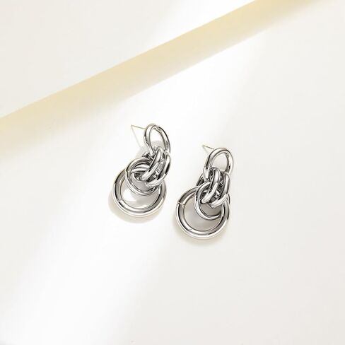 Gold Silver Geometric Dangle Drop Earrings - Statement Hoop Dangle Earrings Chunky Trendy Vintage Stylish Earrings for Women in Kuwait