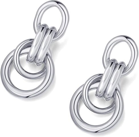 Gold Silver Geometric Dangle Drop Earrings - Statement Hoop Dangle Earrings Chunky Trendy Vintage Stylish Earrings for Women in Kuwait