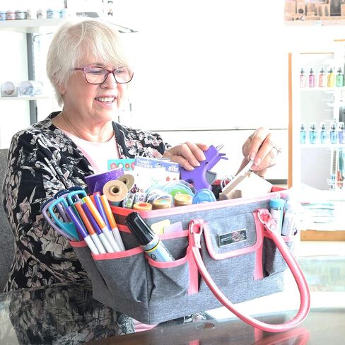 Everything Mary Black Floral Deluxe Store and Tote - Storage Art Caddy for Sewing & Scrapbooking - Craft Bag Organizer w/Handle for Supplies & Tools Organization for School, Medical, Office in Kuwait