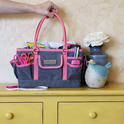 Everything Mary Black Floral Deluxe Store and Tote - Storage Art Caddy for Sewing & Scrapbooking - Craft Bag Organizer w/Handle for Supplies & Tools Organization for School, Medical, Office in Kuwait